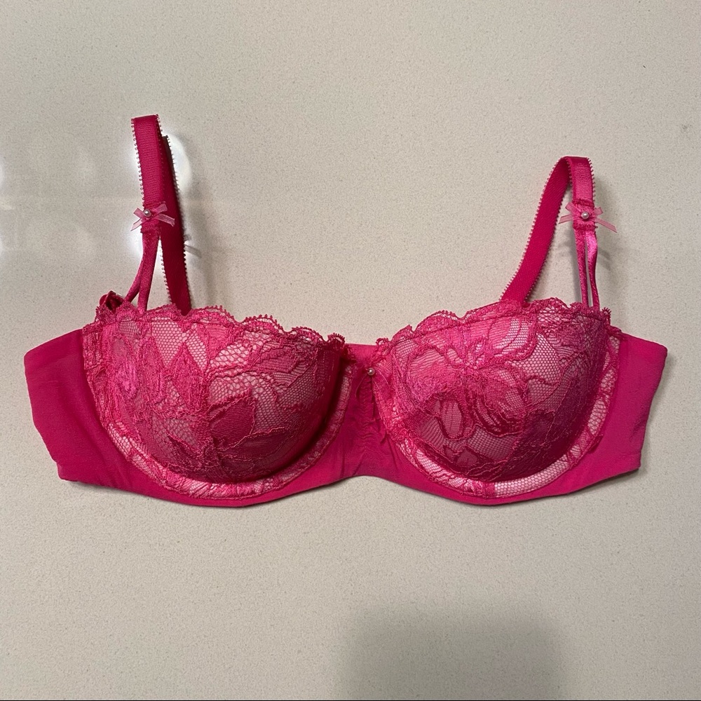 Victoria’s Secret Lace Push-Up Balconet Bra, Hot Pink